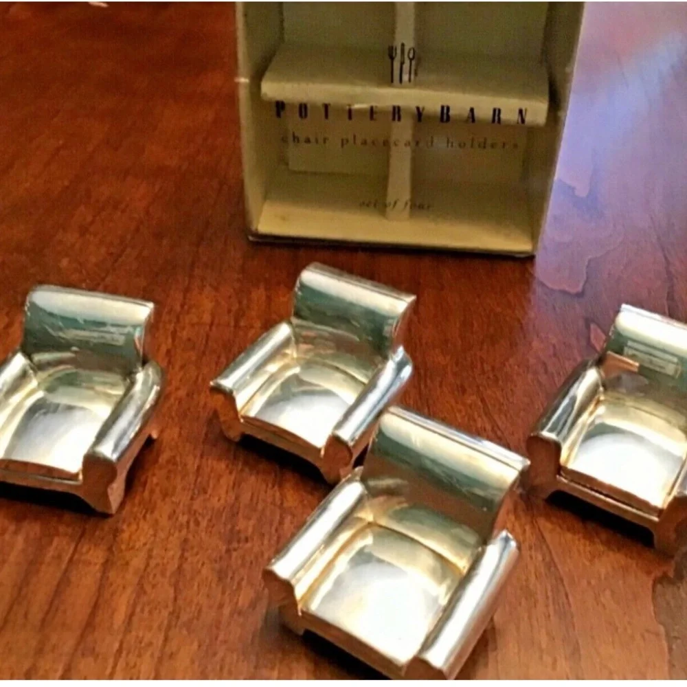 Pottery Barn Silver Chair Placecard Holders‎ Set with original box 8 of these.